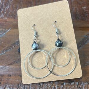 Silver and Black Hoop Earrings